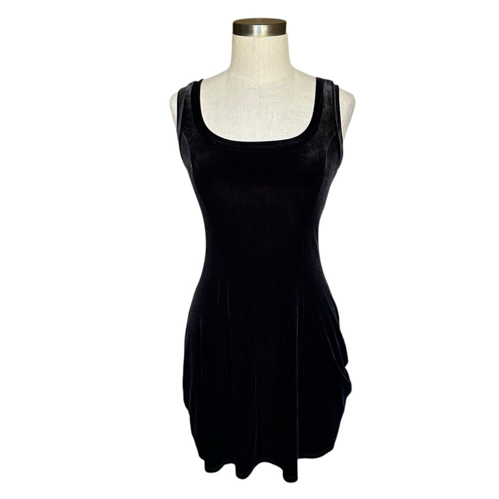 AZUR As You Are Vintage Y2K Velvet‎ Skater Mini Dress Women's Size Medium Black